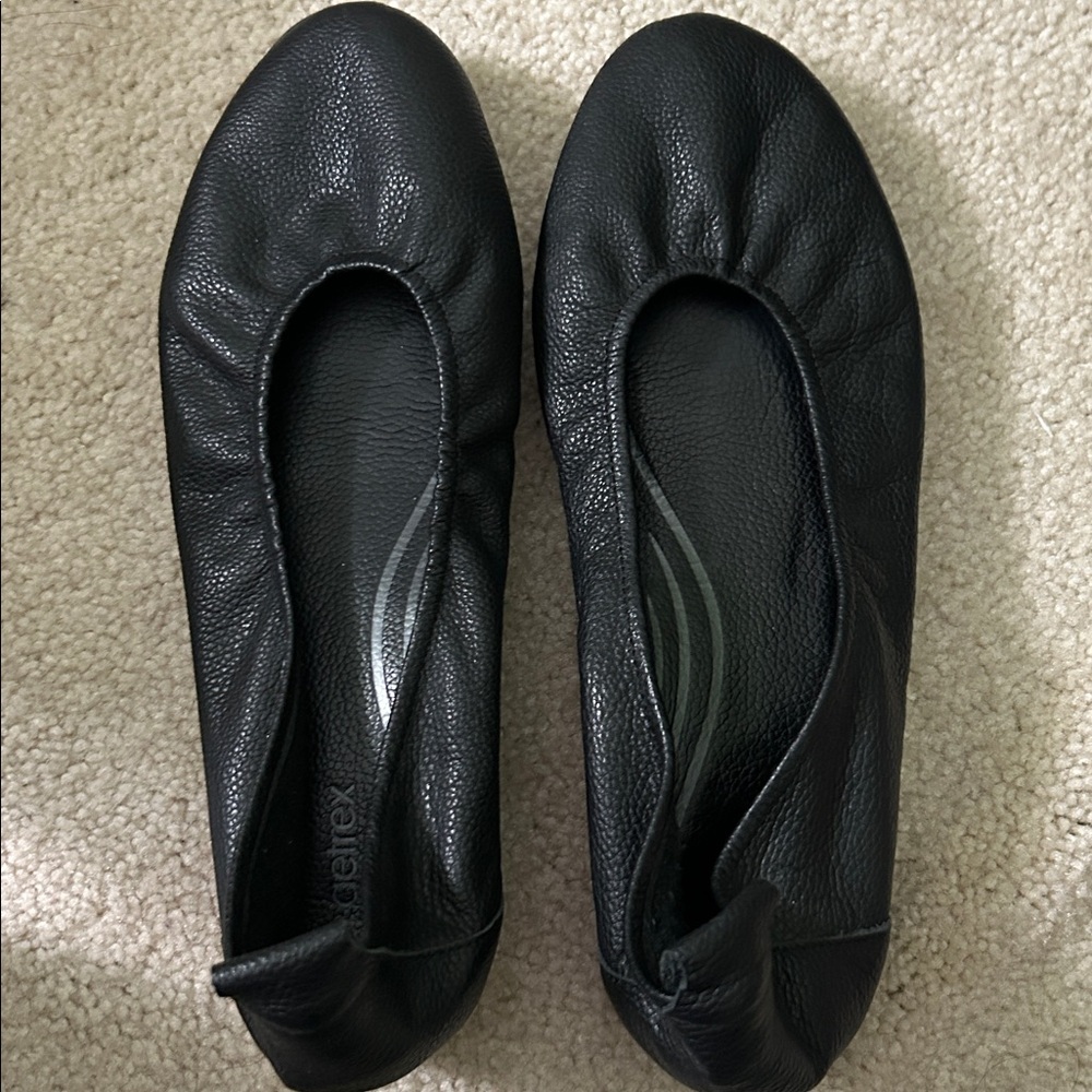 Aetrex BRIANNA Black Leather Arch Support Memory Foam Orthotic Ballet Flat